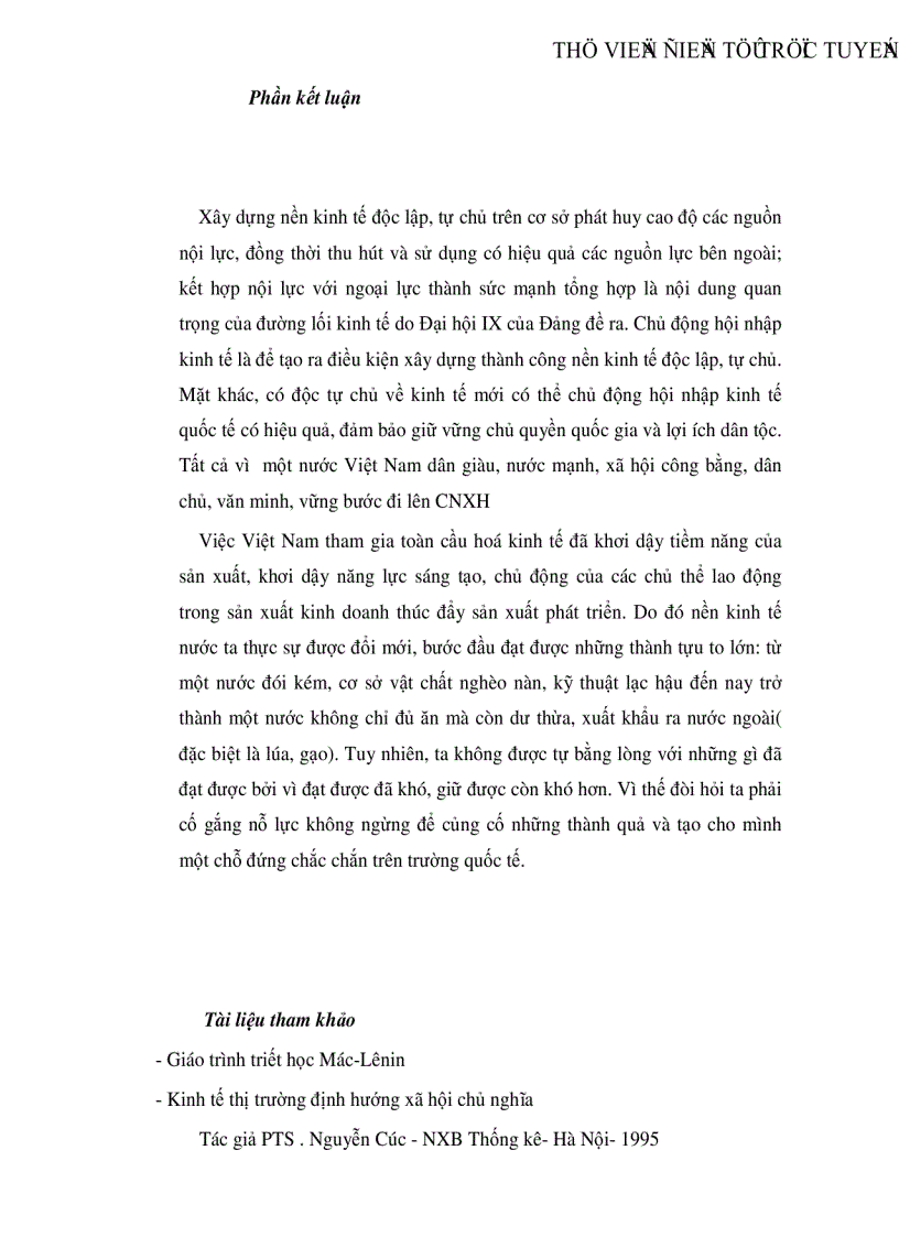 image for page Vận dụng nguyên lý triết học để phân tích làm rõ thực trạng của nền kinh tế Việt Nam trước xu thế toàn cầu hoá