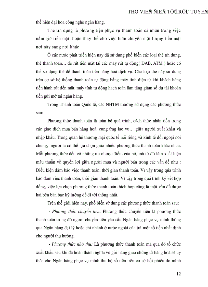 image for page Hoàn thiện và phát triển hoạt động thanh toán xuất nhập khẩu bằng phương thức Nhờ thu và Chuyển tiền tại Sở giao dịch I Ngân hàng Đầu tư và Phát triển Việt Nam