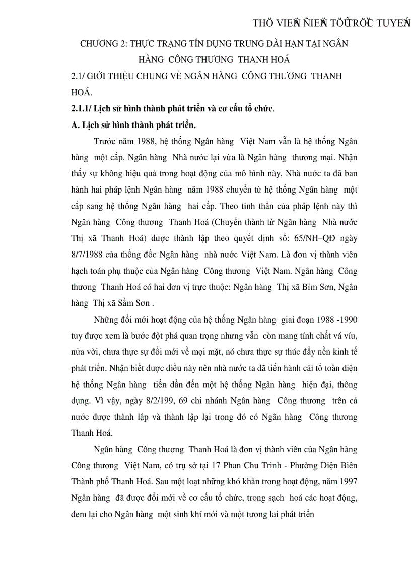 image for page Giải pháp nâng cao chất lượng tín dụng trung dài hạn tại Ngân hàng Công thương Thanh Hoá