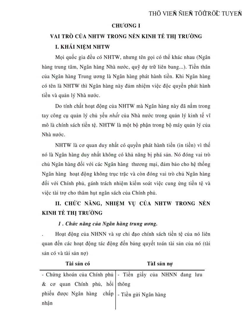 image for page Vai trò của Ngân hàng trung ương trong nền kinh tế thị trường