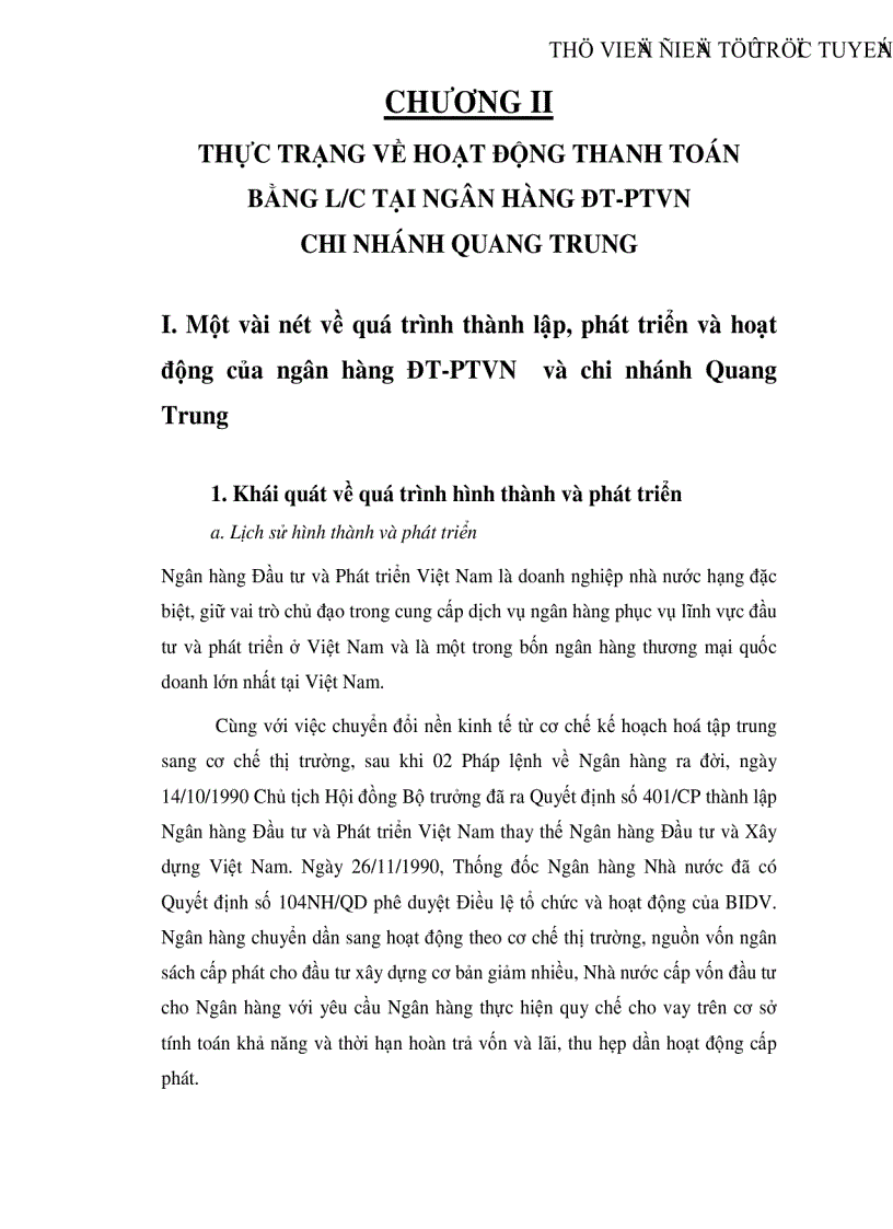 image for page Thực trạng thanh toán bằng L C tại Ngân hàng đầu tư và phát triển Việt Nam chi nhánh Quang Trung