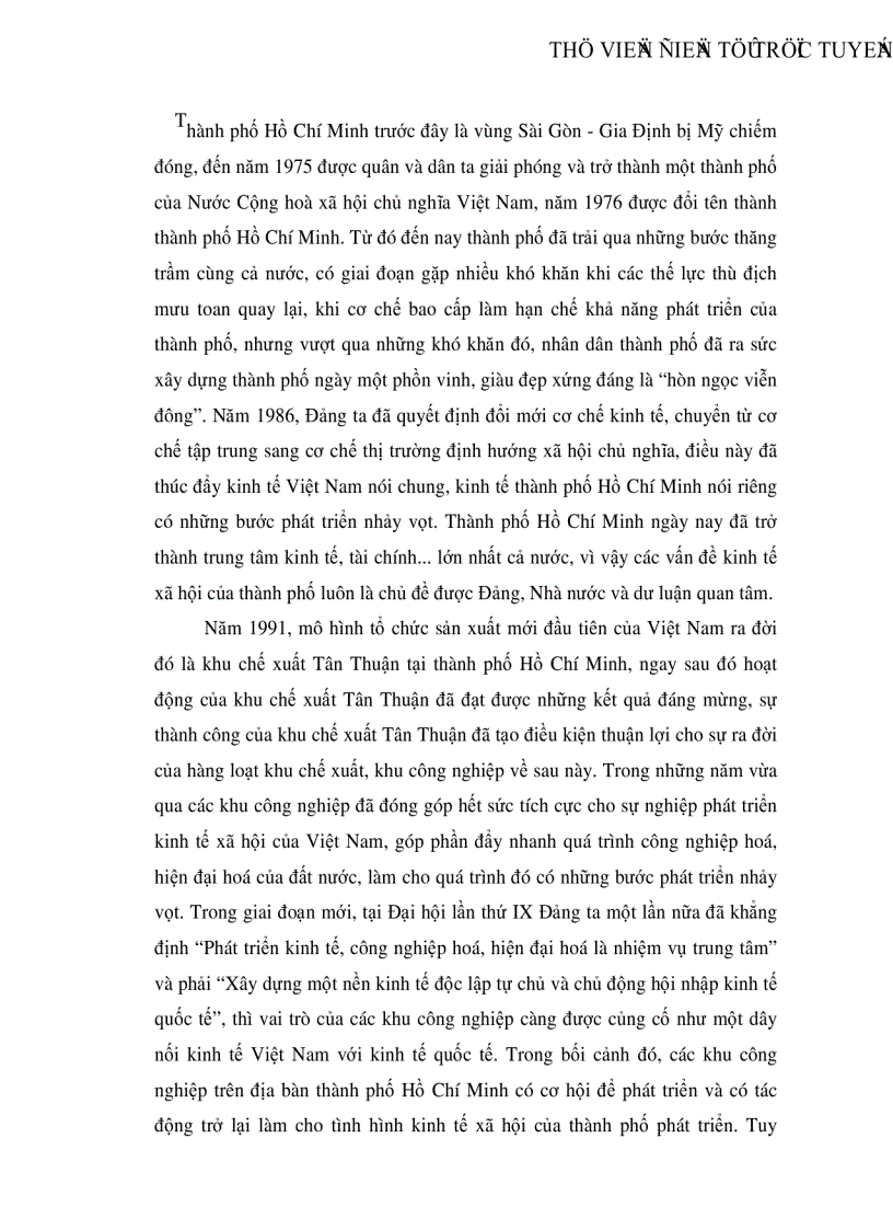 image for page Một số giải pháp phát triển các khu công nghiệp nhằm phát triển kinh tế xã hội trên địa bàn TP Hồ Chí Minh đến năm 2010