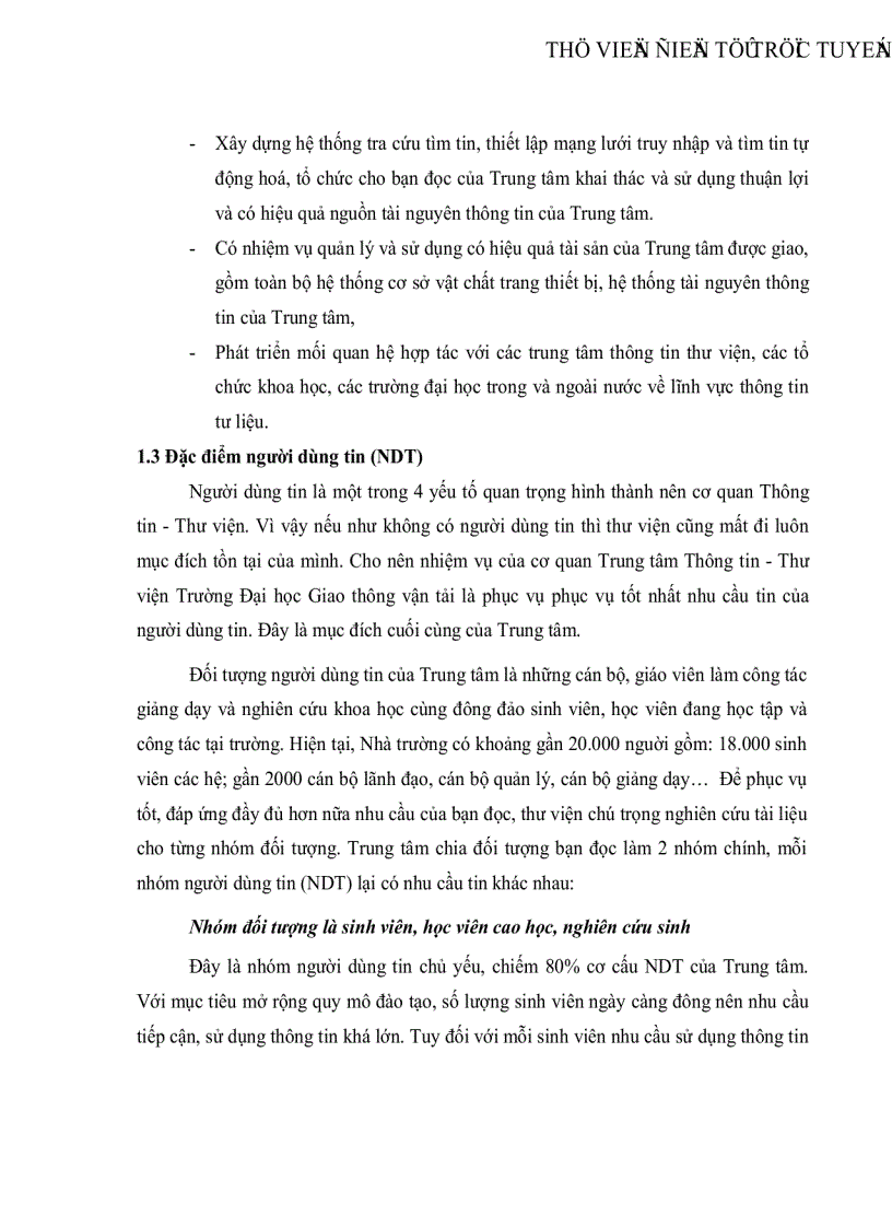 image for page Tổ chức và hoạt động của Trung tâm Thông tin Thư viện Trường Đại học Giao thông Vận tải Hà Nội