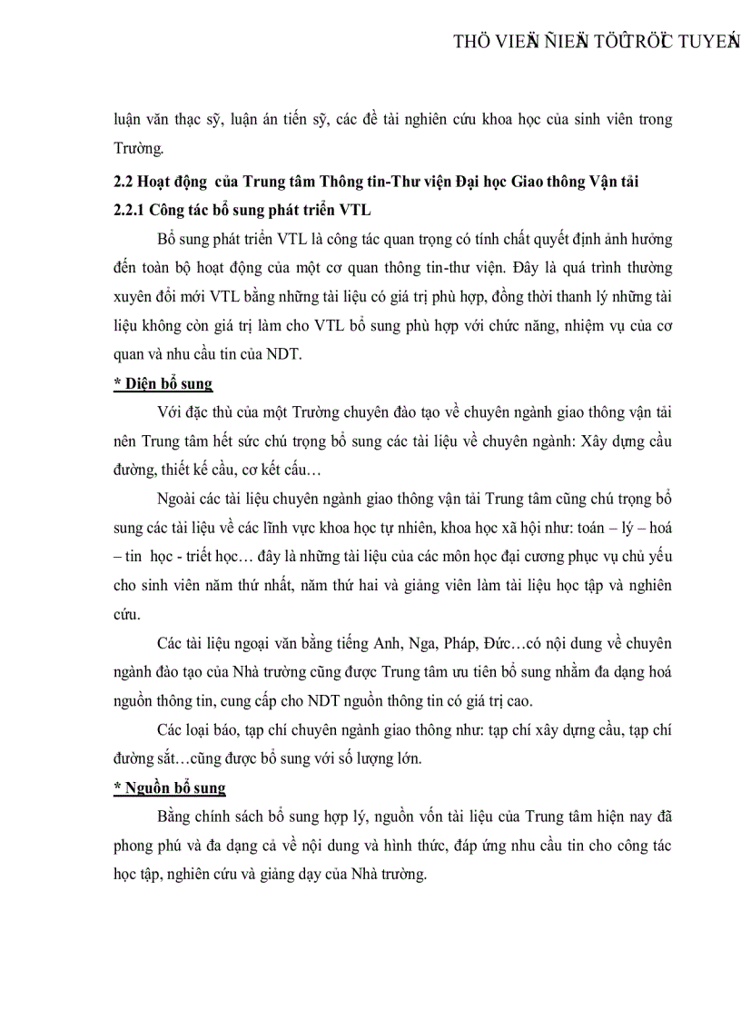 image for page Tổ chức và hoạt động của Trung tâm Thông tin Thư viện Trường Đại học Giao thông Vận tải Hà Nội