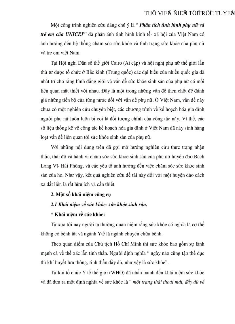 image for page Thực trạng chăm sóc sức khỏe sinh sản của phụ nữ huyện đảo Bạch Long Vỹ Hải Phòng