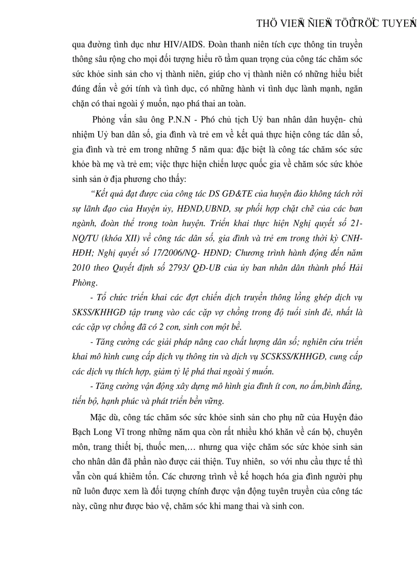 image for page Thực trạng chăm sóc sức khỏe sinh sản của phụ nữ huyện đảo Bạch Long Vỹ Hải Phòng