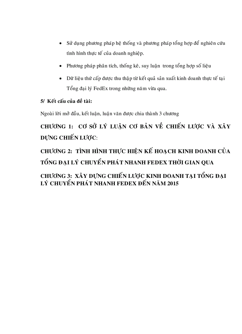 image for page Xây dựng chiến lược kinh doanh tại Tổng đại lý Chuyển phát nhanh FedEx đến năm 2015