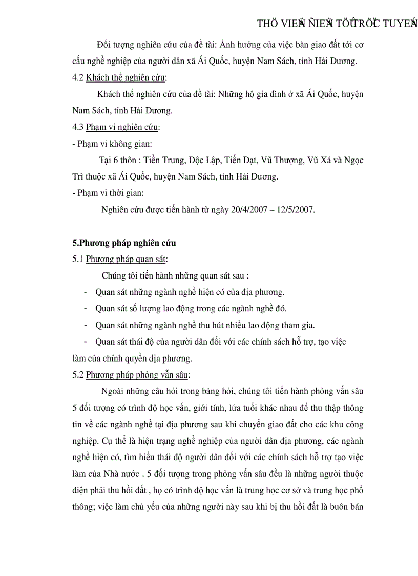 image for page Ảnh hưởng của việc chuyển giao đất tới cơ cấu nghề nghiệp của người dân xã Ái Quốc huyện Nam Sách tỉnh Hải Dương