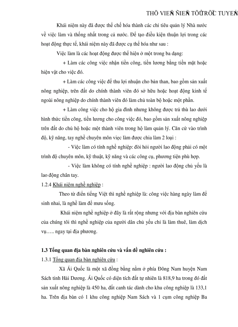 image for page Ảnh hưởng của việc chuyển giao đất tới cơ cấu nghề nghiệp của người dân xã Ái Quốc huyện Nam Sách tỉnh Hải Dương