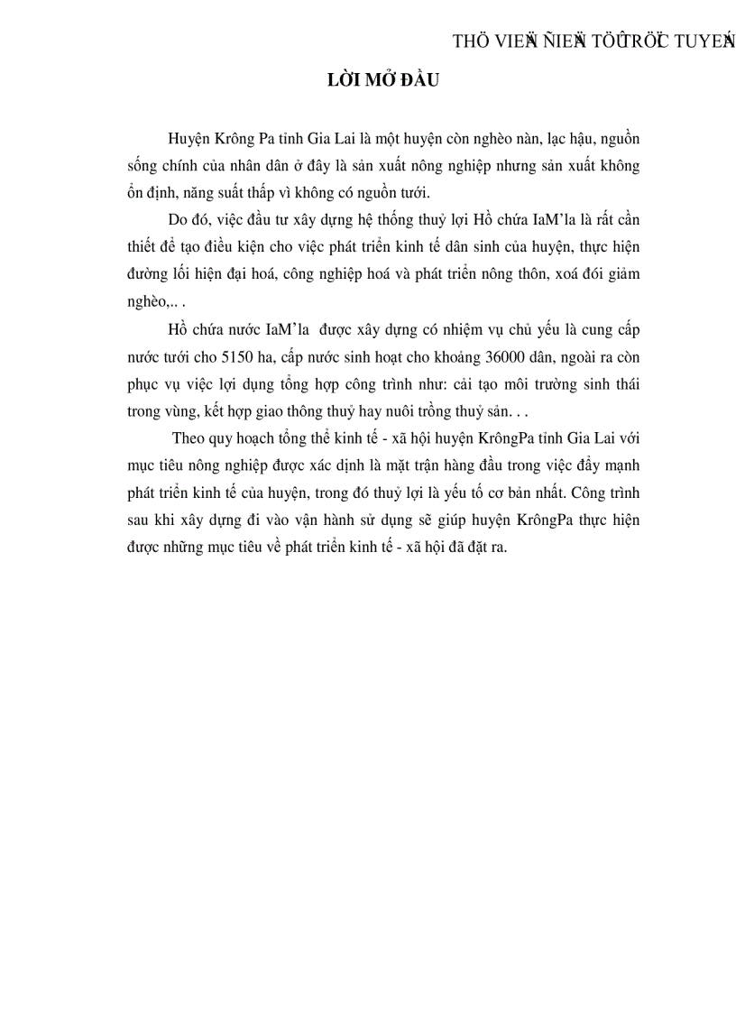 image for page Thiết kế hồ chứa nước Iam la huyện KrôngPa tỉnh Gia Lai