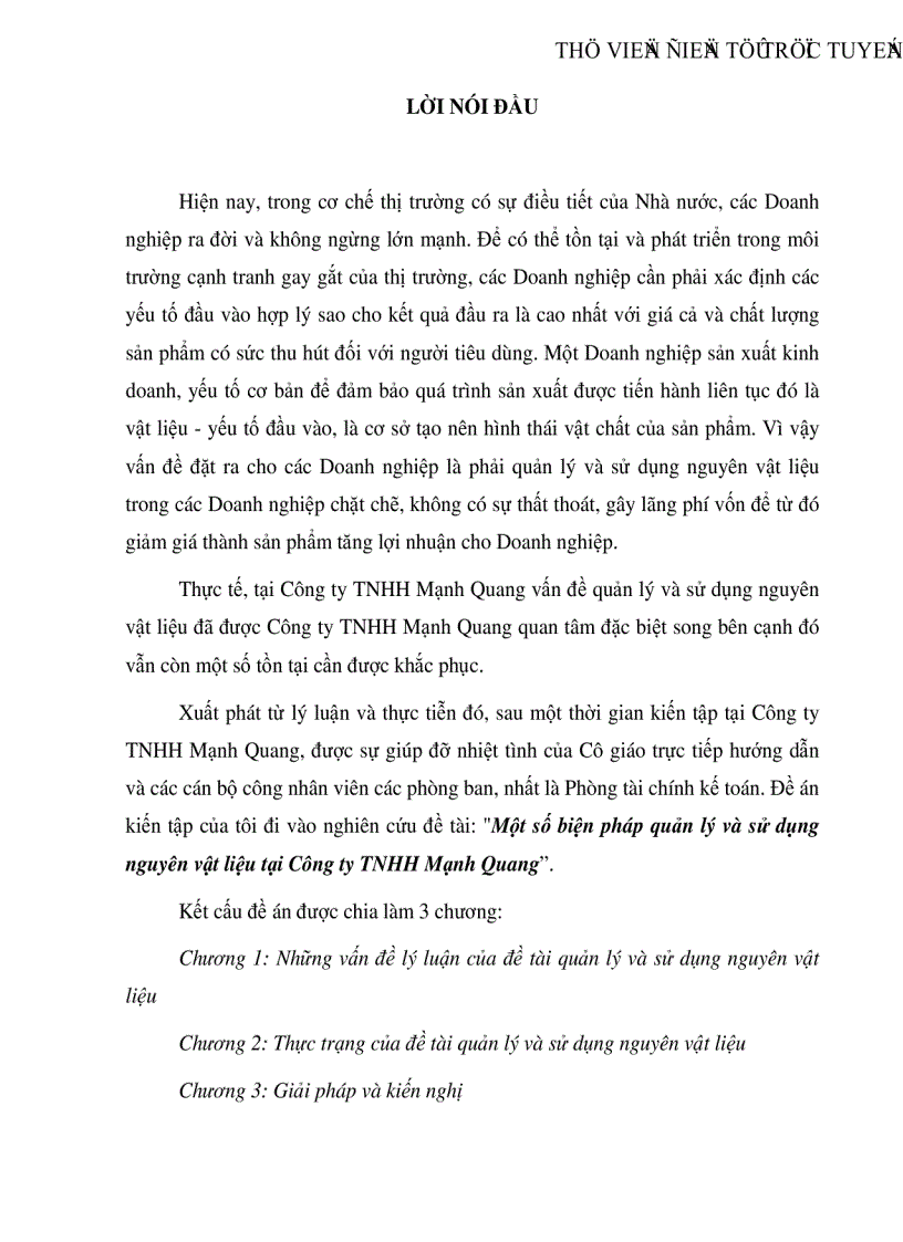 image for page Một số biện pháp quản lý và sử dụng nguyên vật liệu tại Công ty TNHH Mạnh Quang
