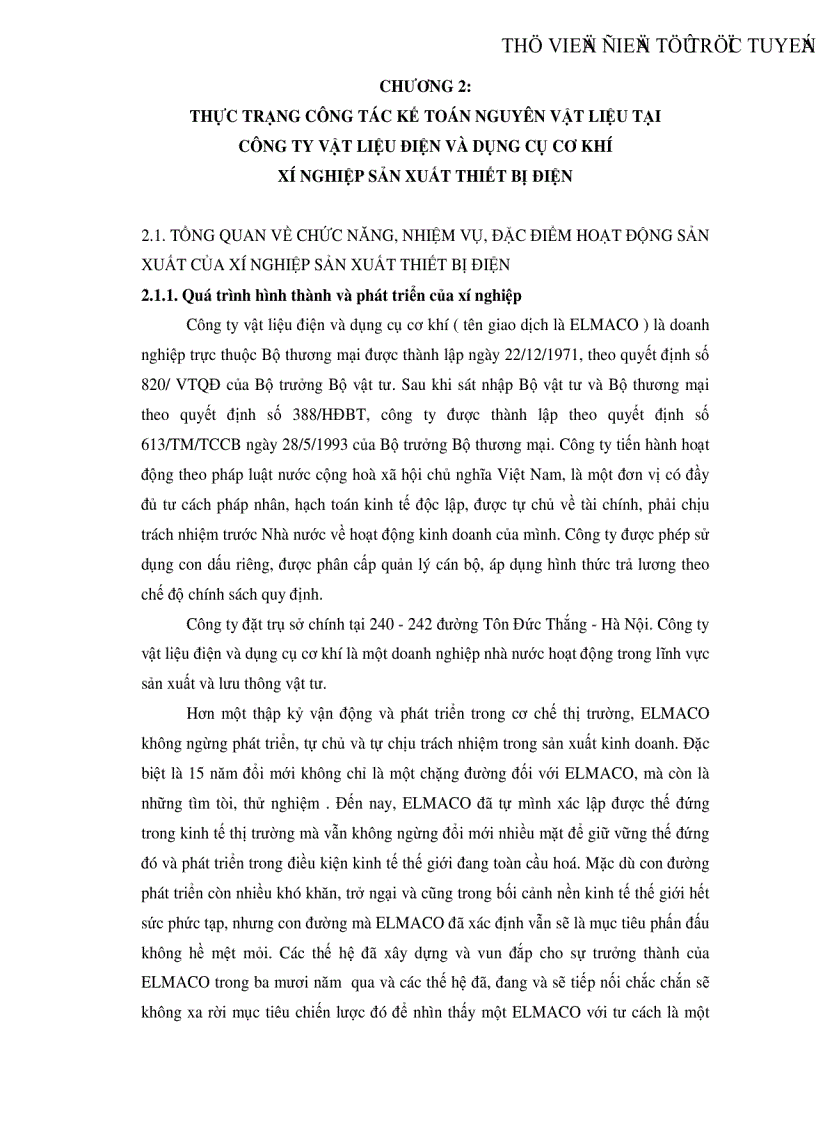 image for page Tổ chức công tác kế toán nguyên vật liệu tại Xí nghiệp Sản xuất Thiết bị điện