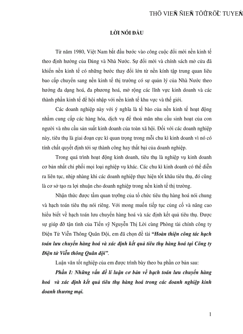 image for page Hoàn thiện công tác hạch toán lưu chuyển hàng hoá và xác định kết quả tiêu thụ hàng hoá tại Công ty Điện tử Viễn thông Quân đội