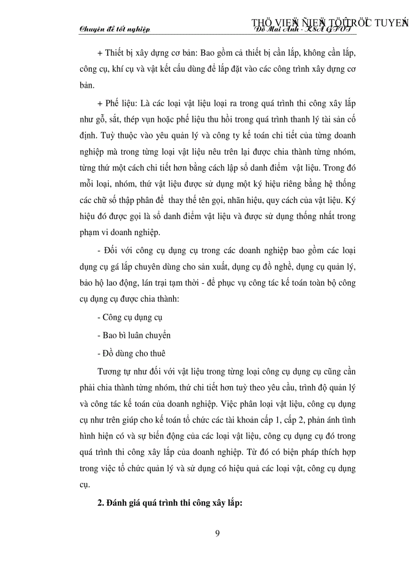 image for page Tổ chức công tác kế toán nguyên vật liệu công cụ dụng cụ ở Công ty xây dựng số 34