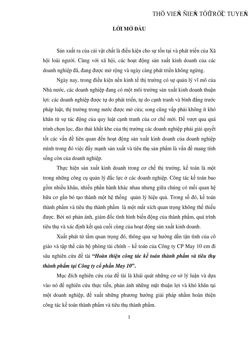 image for page Hoàn thiện công tác kế toán thành phẩm và tiêu thụ thành phẩm tại Công ty cổ phần May 10