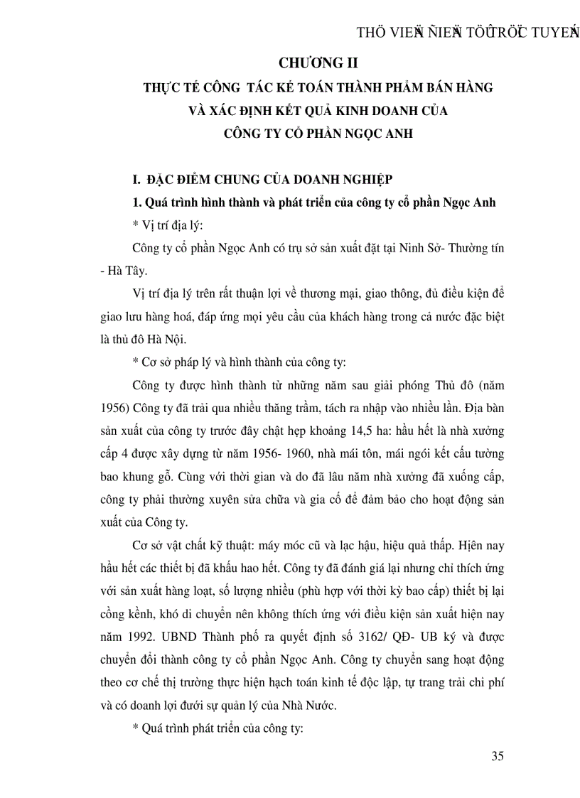 image for page Kế toán bán hàng và xác định kết quả bán hàng tại Công ty cổ phần NGỌC ANH