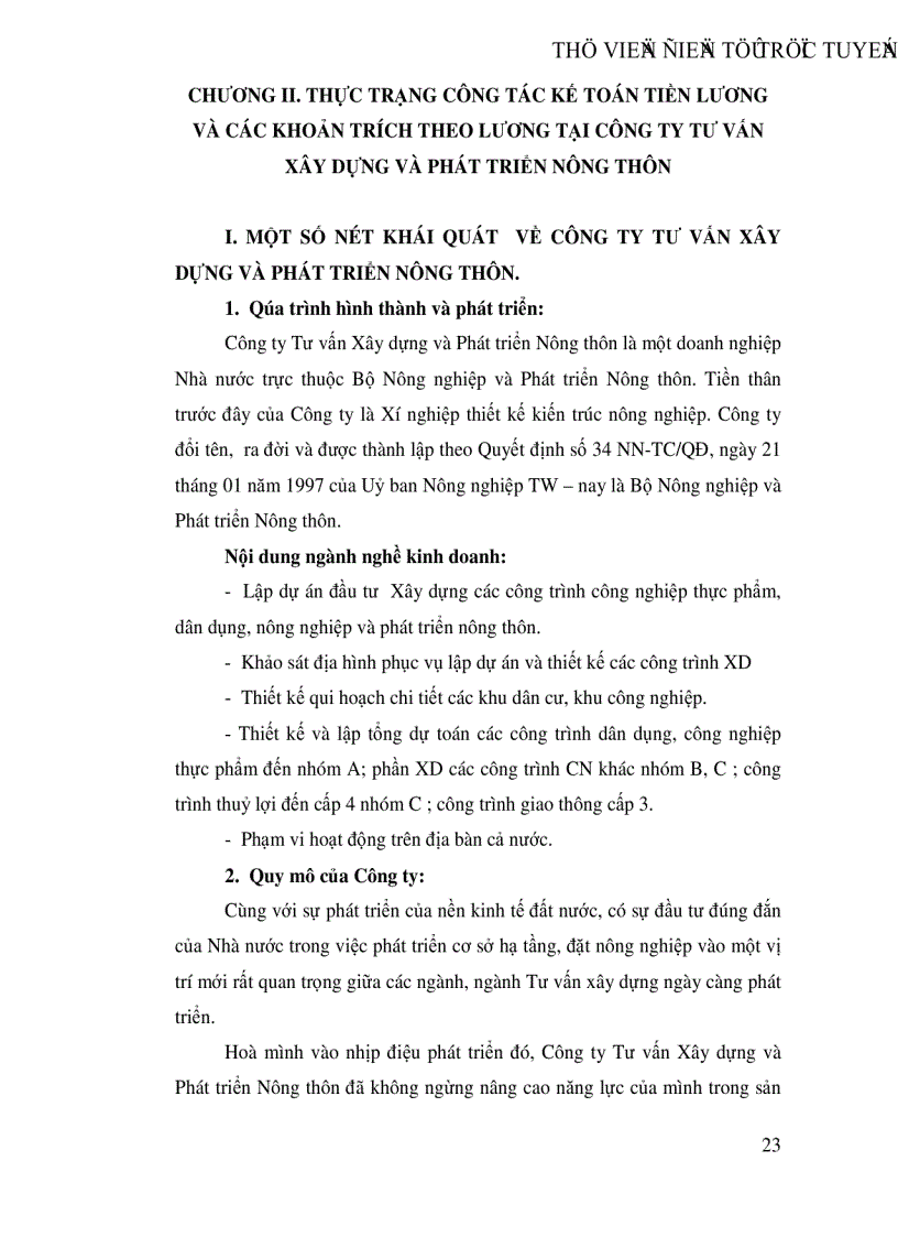 image for page Hoàn thiện tổ chức công tác kế toán tiền lương và các khoản trích theo lương tại Công ty Tư vấn Xây dựng và Phát triển Nông thôn