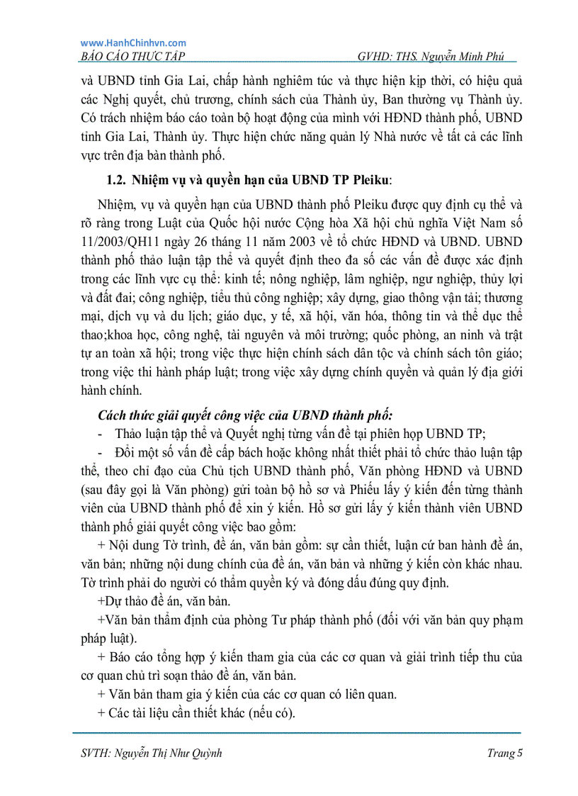 image for page Tình hình hoạt động của cơ quan và văn phòng ủy ban nhân dân thành phố pleiku