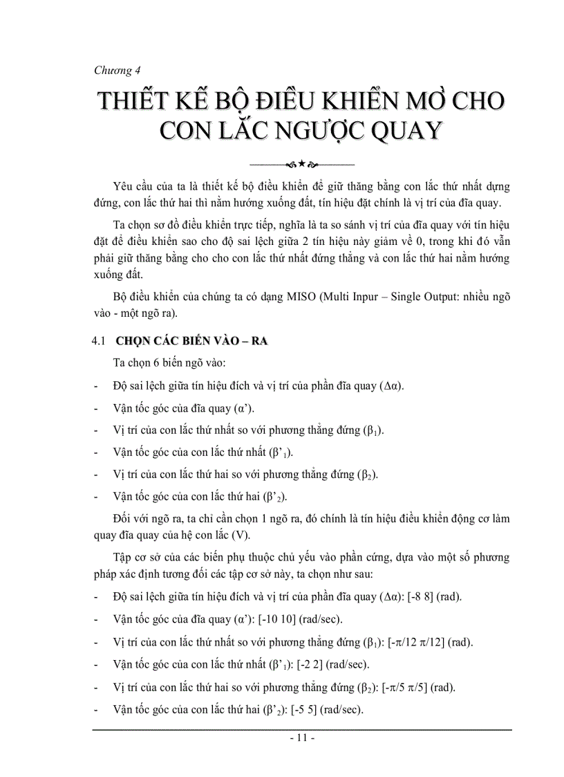 image for page Nghiên cứu thuật toán mờ điều khiển con lắc ngược quay