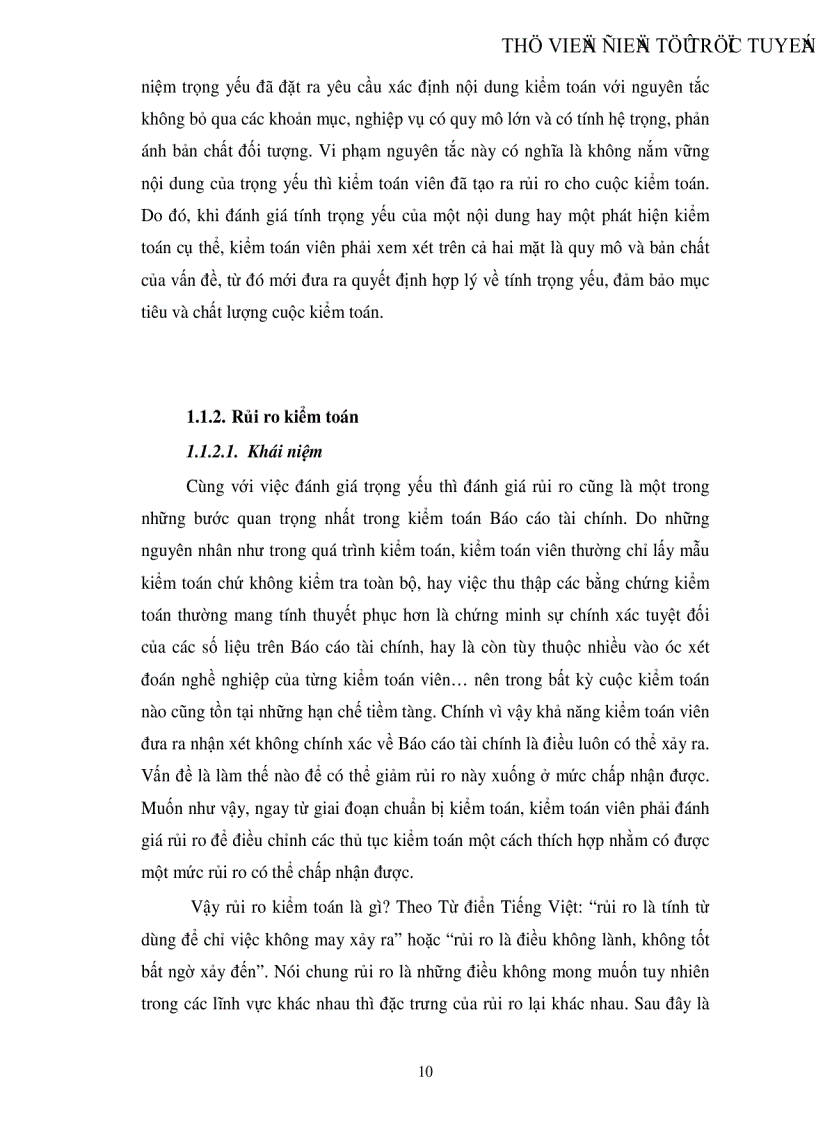 image for page Hoàn thiện quy trình đánh giá trọng yếu và rủi ro kiểm toán trong kiểm toán Báo cáo tài chính do Công ty Kiểm toán Việt Nam thực hiện