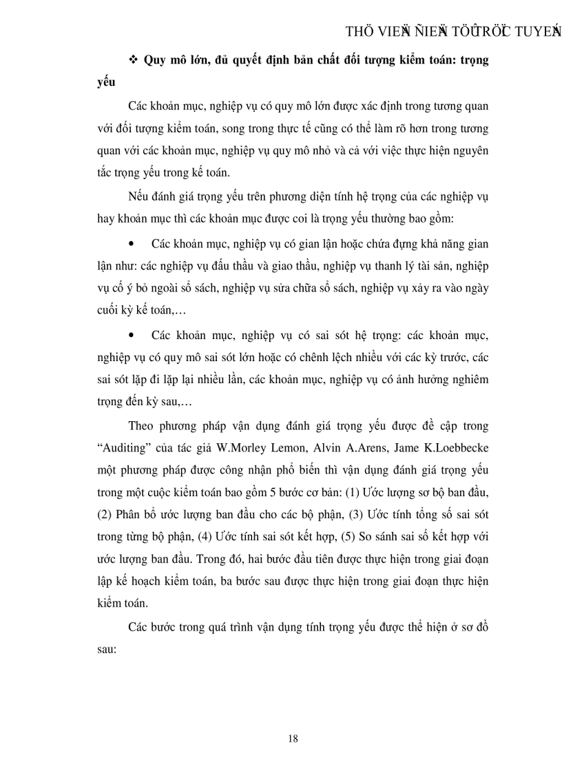 image for page Hoàn thiện quy trình đánh giá trọng yếu và rủi ro kiểm toán trong kiểm toán Báo cáo tài chính do Công ty Kiểm toán Việt Nam thực hiện