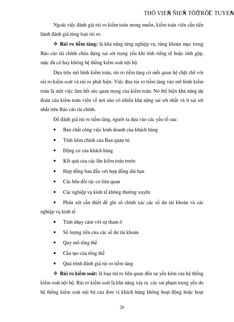 image for page Hoàn thiện quy trình đánh giá trọng yếu và rủi ro kiểm toán trong kiểm toán Báo cáo tài chính do Công ty Kiểm toán Việt Nam thực hiện