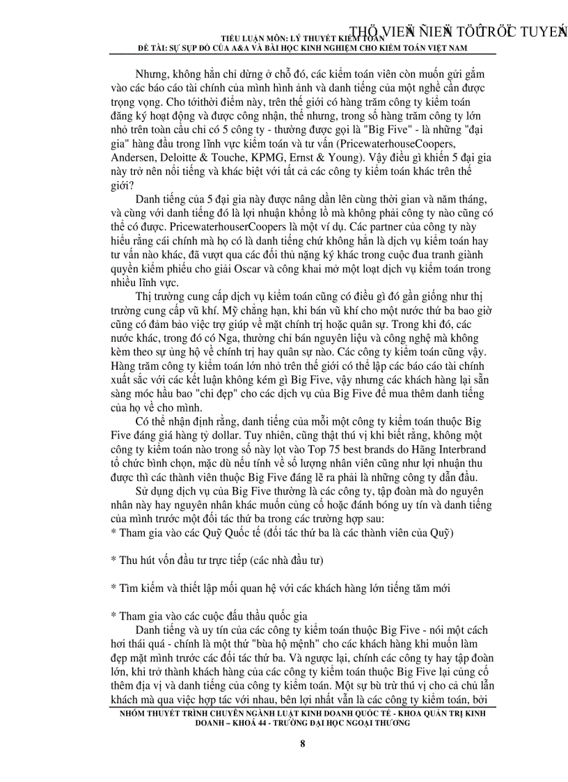 image for page Sự sụp đổ của A A và bài học kinh nghiệm cho kiểm toán việt nam