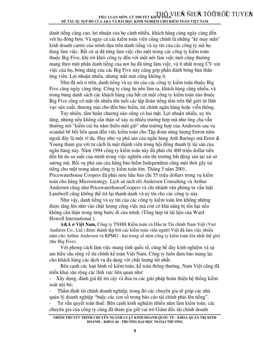 image for page Sự sụp đổ của A A và bài học kinh nghiệm cho kiểm toán việt nam