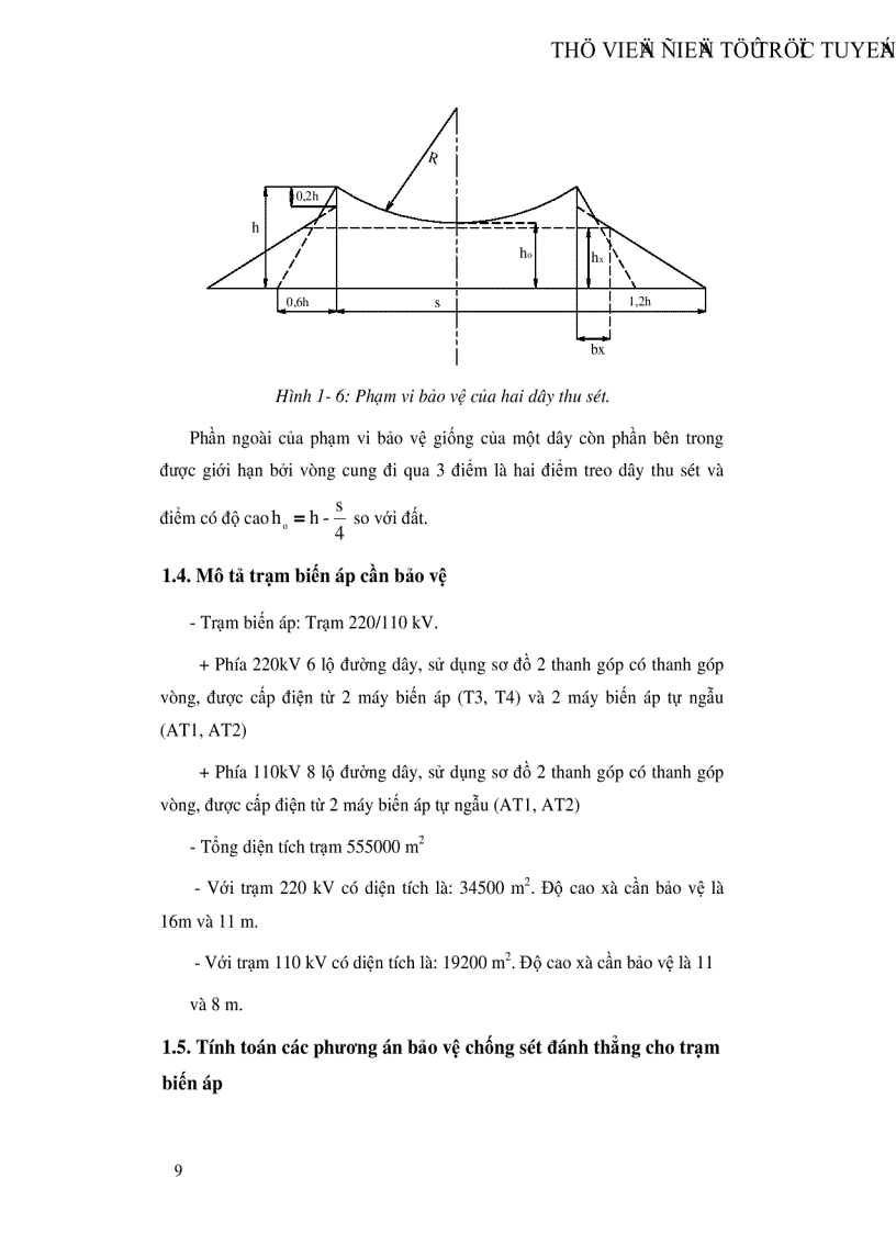image for page Thiết kế bảo vệ chống sét cho trạm biến áp 220 110KV và đường dây 220KV