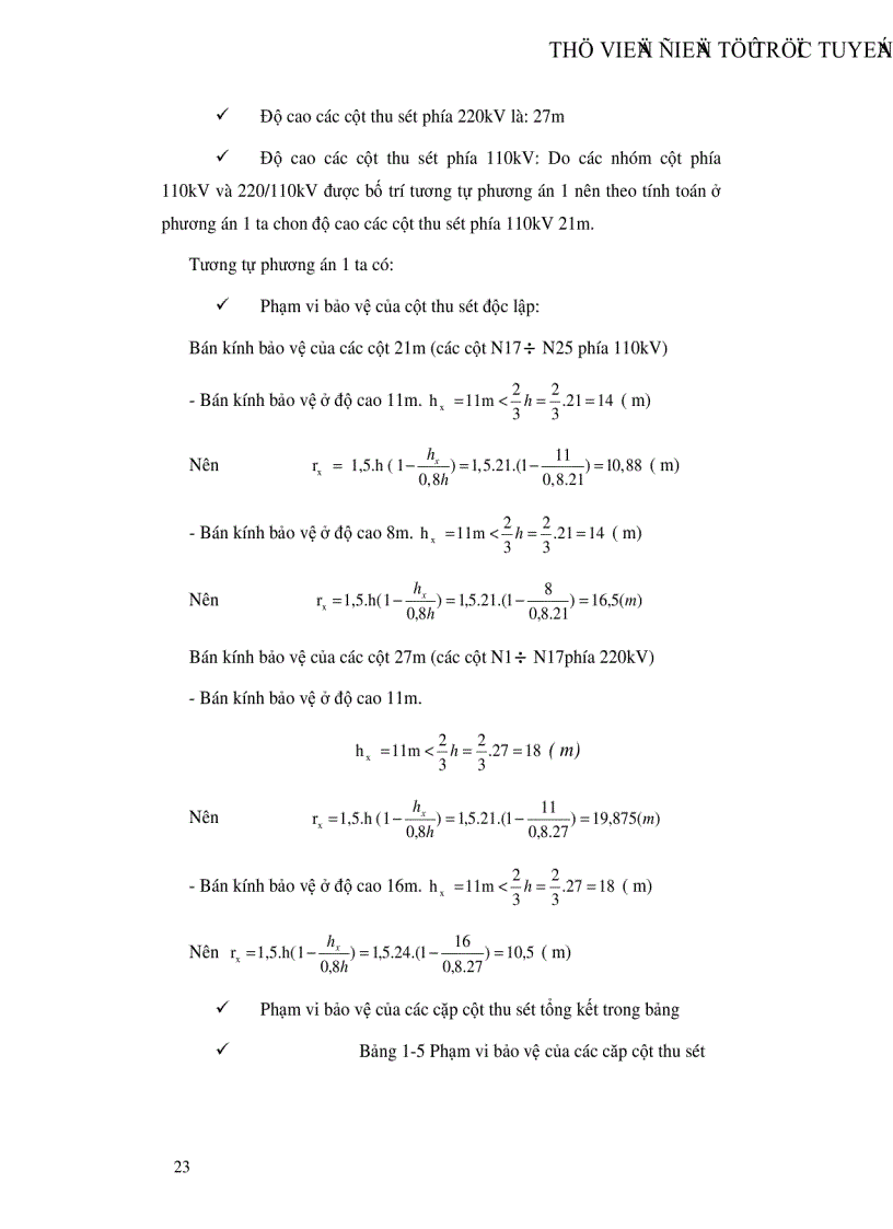 image for page Thiết kế bảo vệ chống sét cho trạm biến áp 220 110KV và đường dây 220KV
