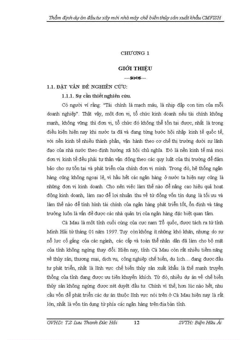 image for page Thẩm định dự án đầu tư xây mới nhà máy chế biến thủy sản cmfish tại ngân hàng công thương cà mau