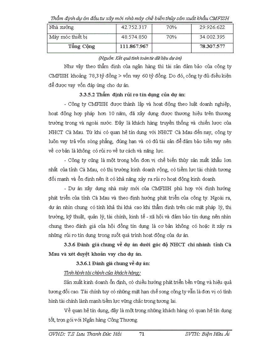 image for page Thẩm định dự án đầu tư xây mới nhà máy chế biến thủy sản cmfish tại ngân hàng công thương cà mau