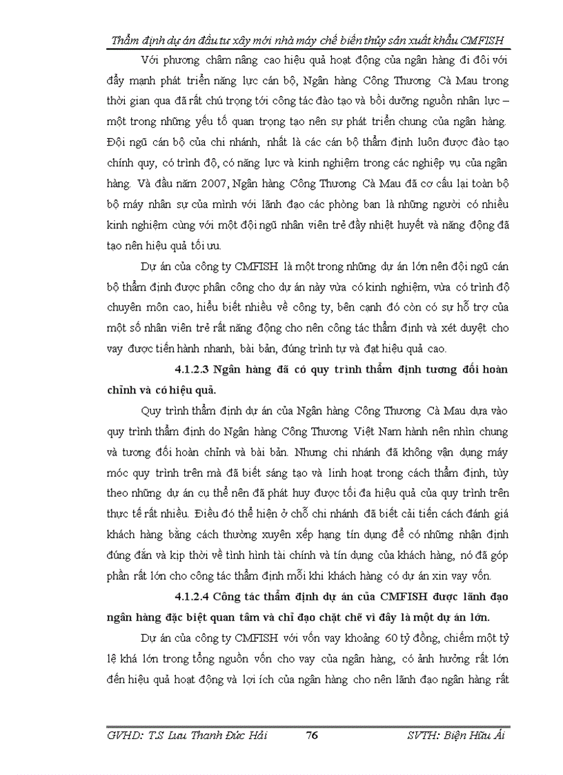 image for page Thẩm định dự án đầu tư xây mới nhà máy chế biến thủy sản cmfish tại ngân hàng công thương cà mau
