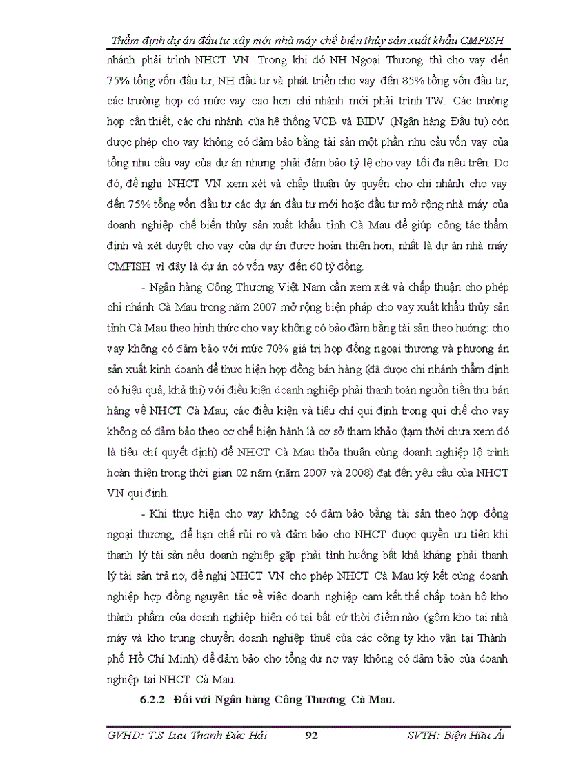 image for page Thẩm định dự án đầu tư xây mới nhà máy chế biến thủy sản cmfish tại ngân hàng công thương cà mau