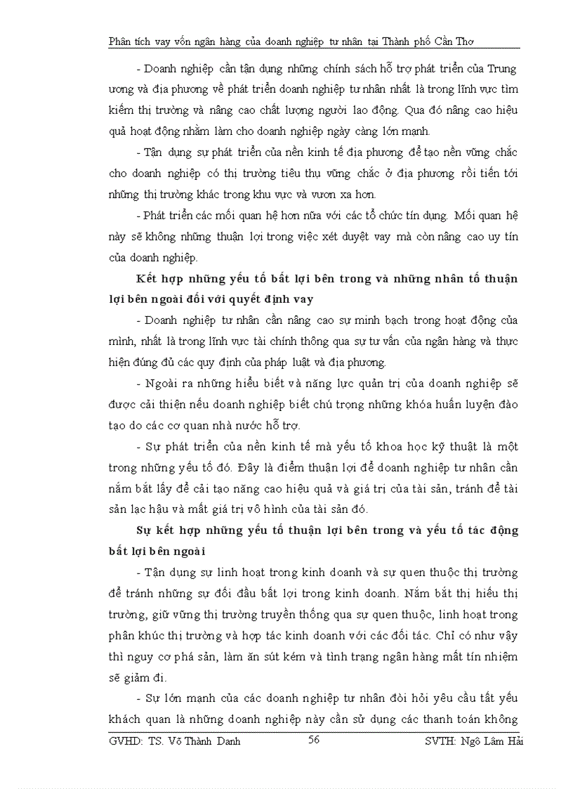 image for page Phân tích thực trạng của khu vực doanh nghiệp tư nhân và các yếu tố ảnh hưởng đến quyết định sử dụng tín dụng ngân hàng của những doanh nghiệp này tại Thành phố Cần Thơ