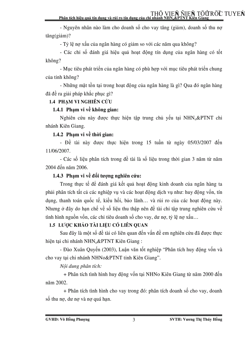 image for page Phân tích hiệu quả tín dụng và rủi ro tín dụng của chi nhánh NHNo PTNT Kiên Giang
