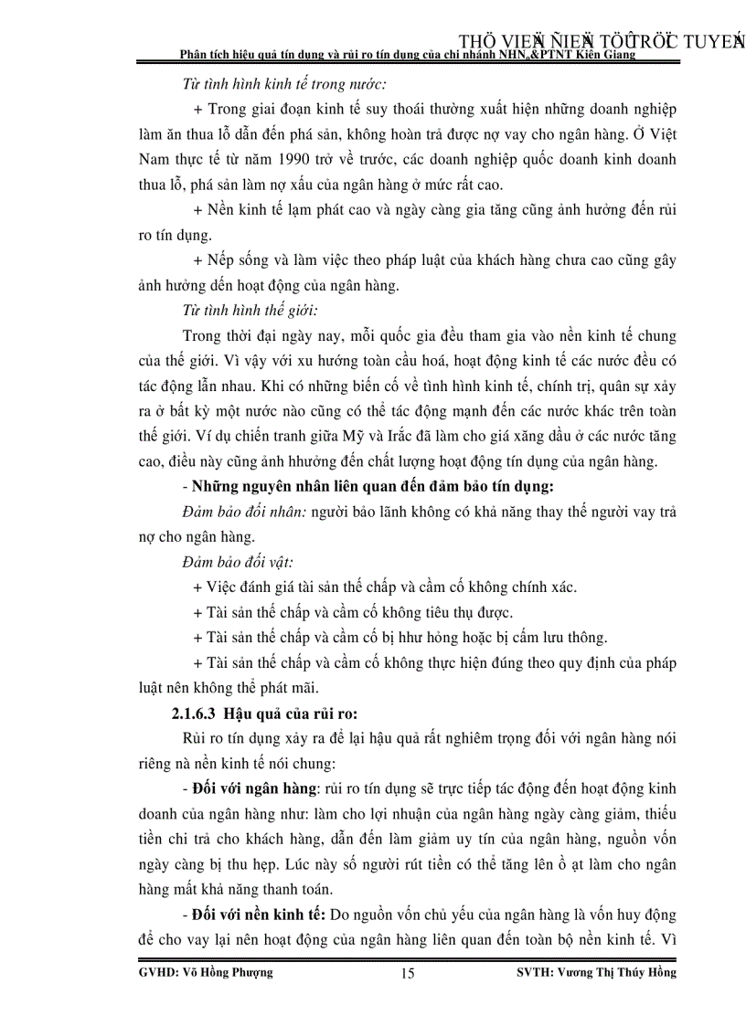 image for page Phân tích hiệu quả tín dụng và rủi ro tín dụng của chi nhánh NHNo PTNT Kiên Giang