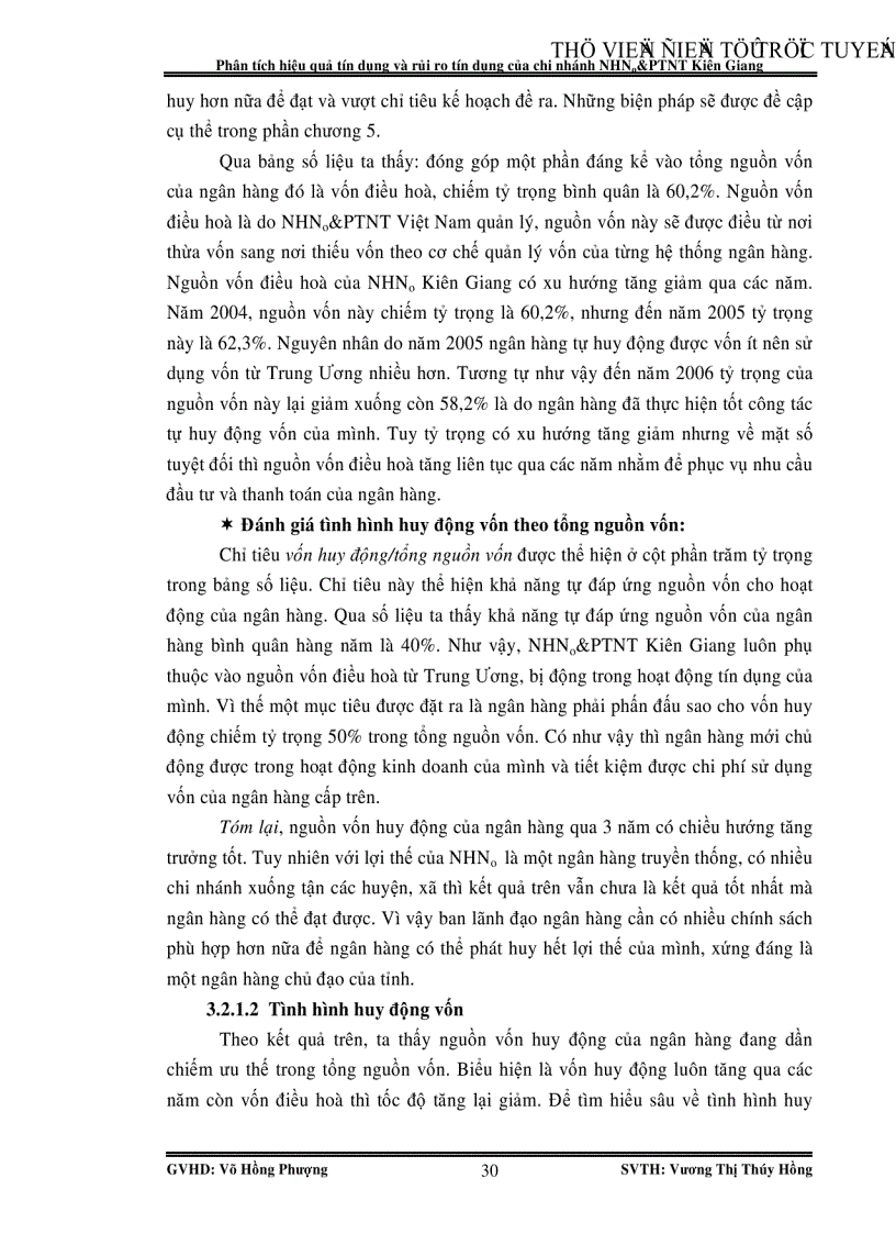 image for page Phân tích hiệu quả tín dụng và rủi ro tín dụng của chi nhánh NHNo PTNT Kiên Giang