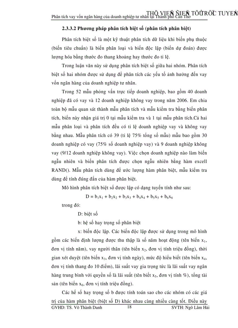 image for page Phân tích thực trạng của khu vực doanh nghiệp tư nhân và các yếu tố ảnh hưởng đến quyết định sử dụng tín dụng ngân hàng của những doanh nghiệp này tại Thành phố Cần Thơ