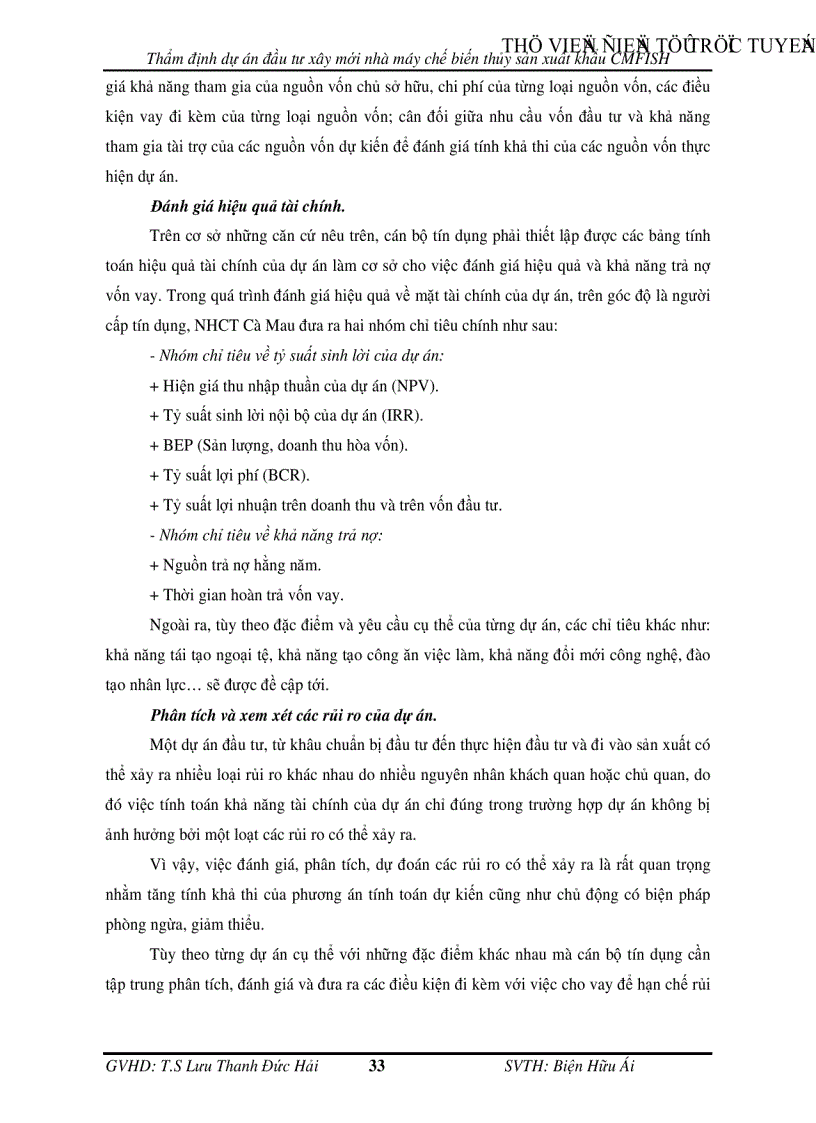 image for page Thẩm định dự án đầu tư xây mới nhà máy chế biến thủy sản xuất khẩu CMFISH tại Ngân hàng Công Thương chi nhánh tỉnh Cà Mau