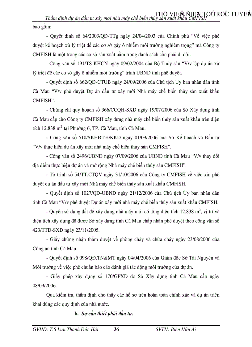 image for page Thẩm định dự án đầu tư xây mới nhà máy chế biến thủy sản xuất khẩu CMFISH tại Ngân hàng Công Thương chi nhánh tỉnh Cà Mau