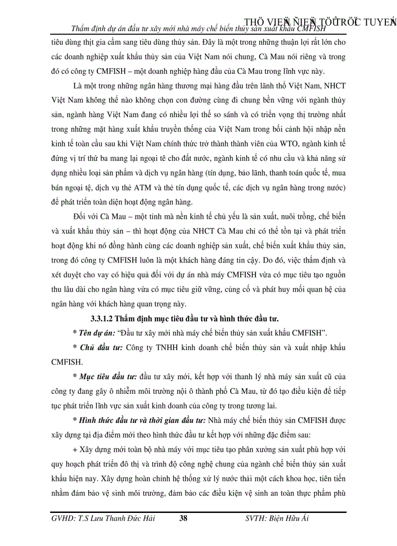 image for page Thẩm định dự án đầu tư xây mới nhà máy chế biến thủy sản xuất khẩu CMFISH tại Ngân hàng Công Thương chi nhánh tỉnh Cà Mau