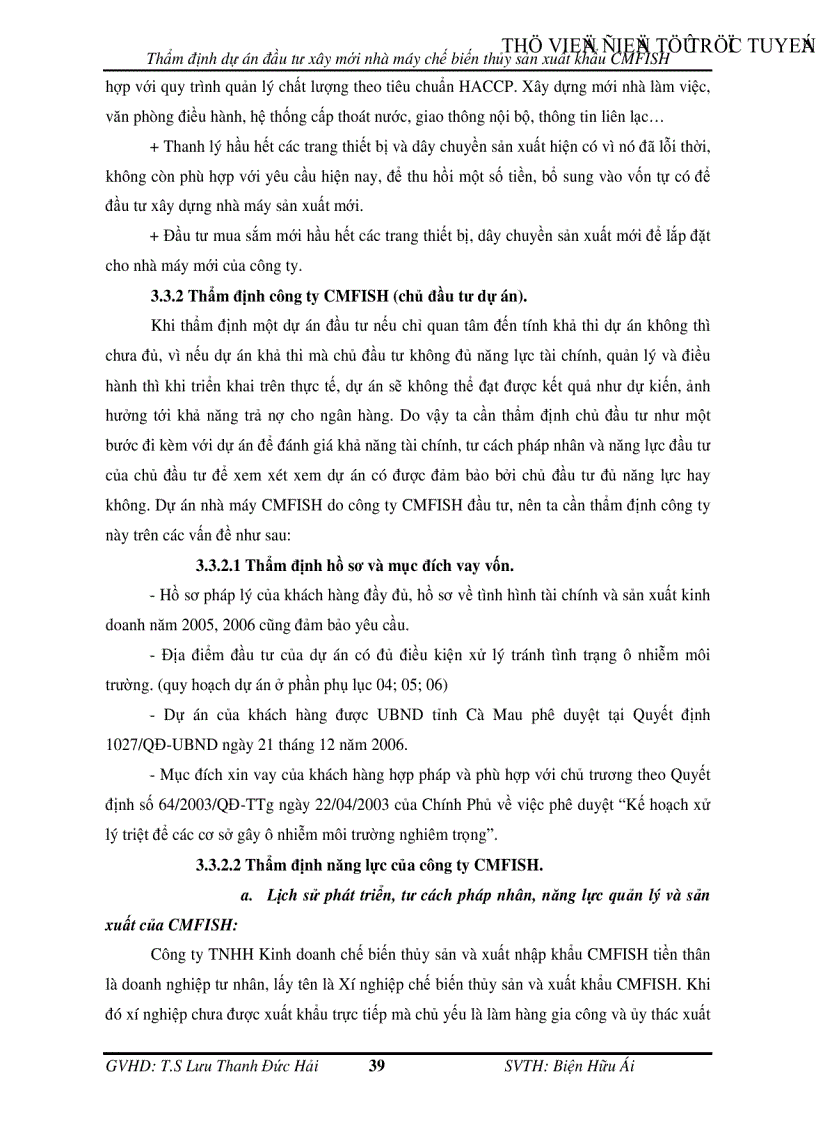 image for page Thẩm định dự án đầu tư xây mới nhà máy chế biến thủy sản xuất khẩu CMFISH tại Ngân hàng Công Thương chi nhánh tỉnh Cà Mau