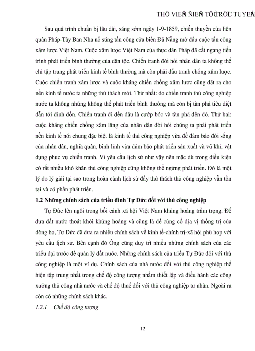 image for page Tình hình thủ cổng nghiệp Việt Nam dưới thời Tự Đức 1848 1883