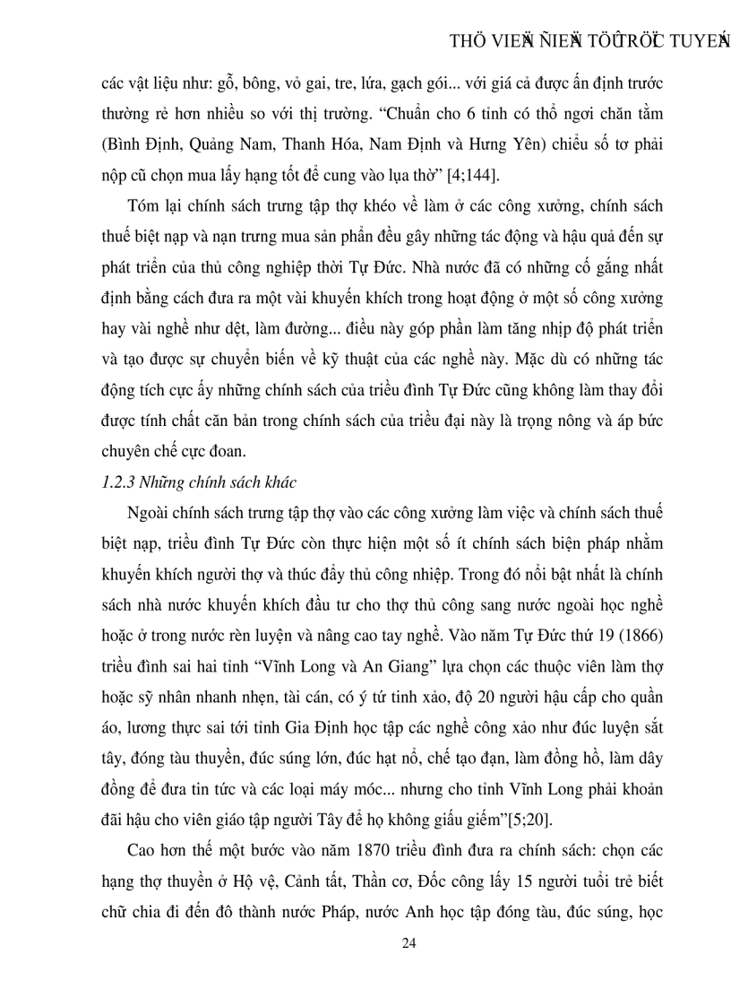 image for page Tình hình thủ cổng nghiệp Việt Nam dưới thời Tự Đức 1848 1883