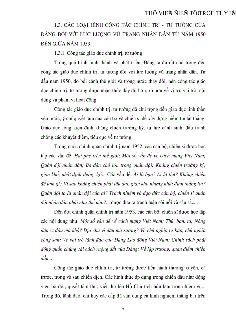 image for page Công tác chính trị tư tưởng của Đảng đối với lực lượng vũ trang nhân dân từ năm 1950 đến năm 1954