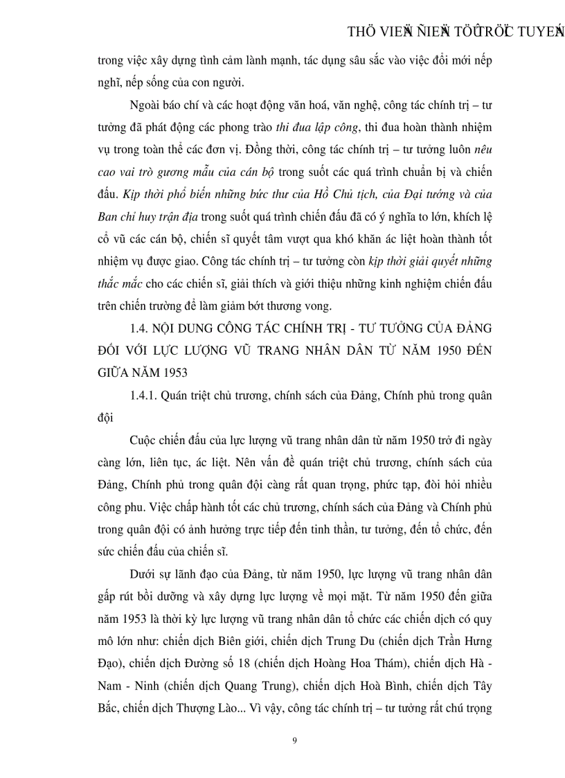 image for page Công tác chính trị tư tưởng của Đảng đối với lực lượng vũ trang nhân dân từ năm 1950 đến năm 1954