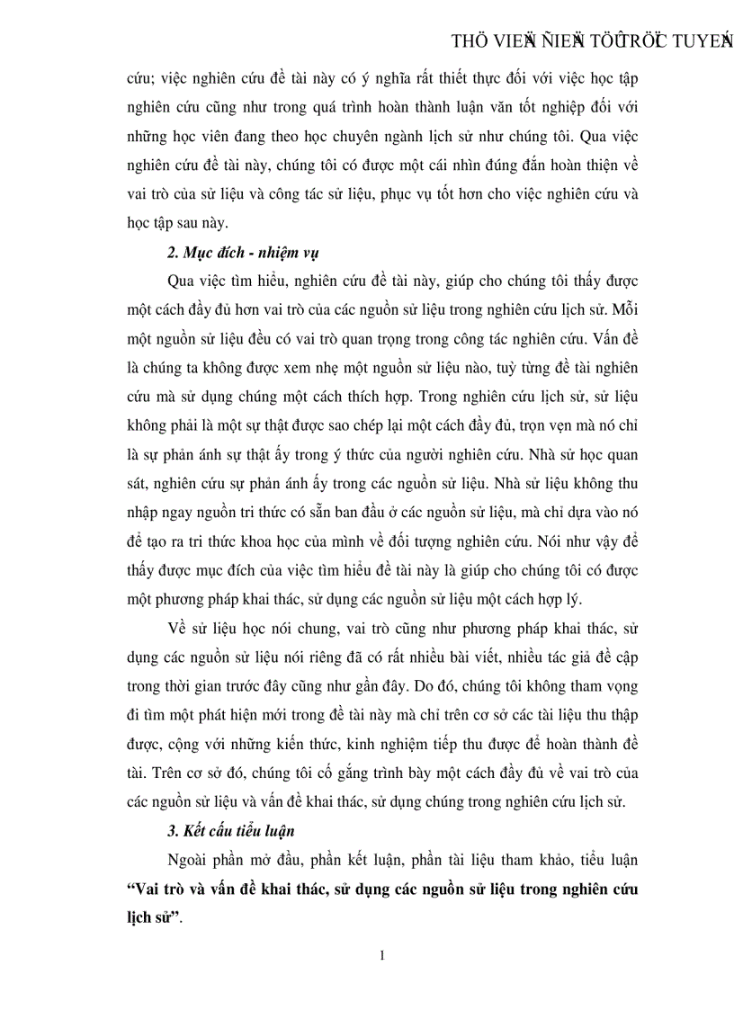 Vai trò và vấn đề khai thác sử dụng các nguồn sử liệu trong nghiên cứu lịch sử