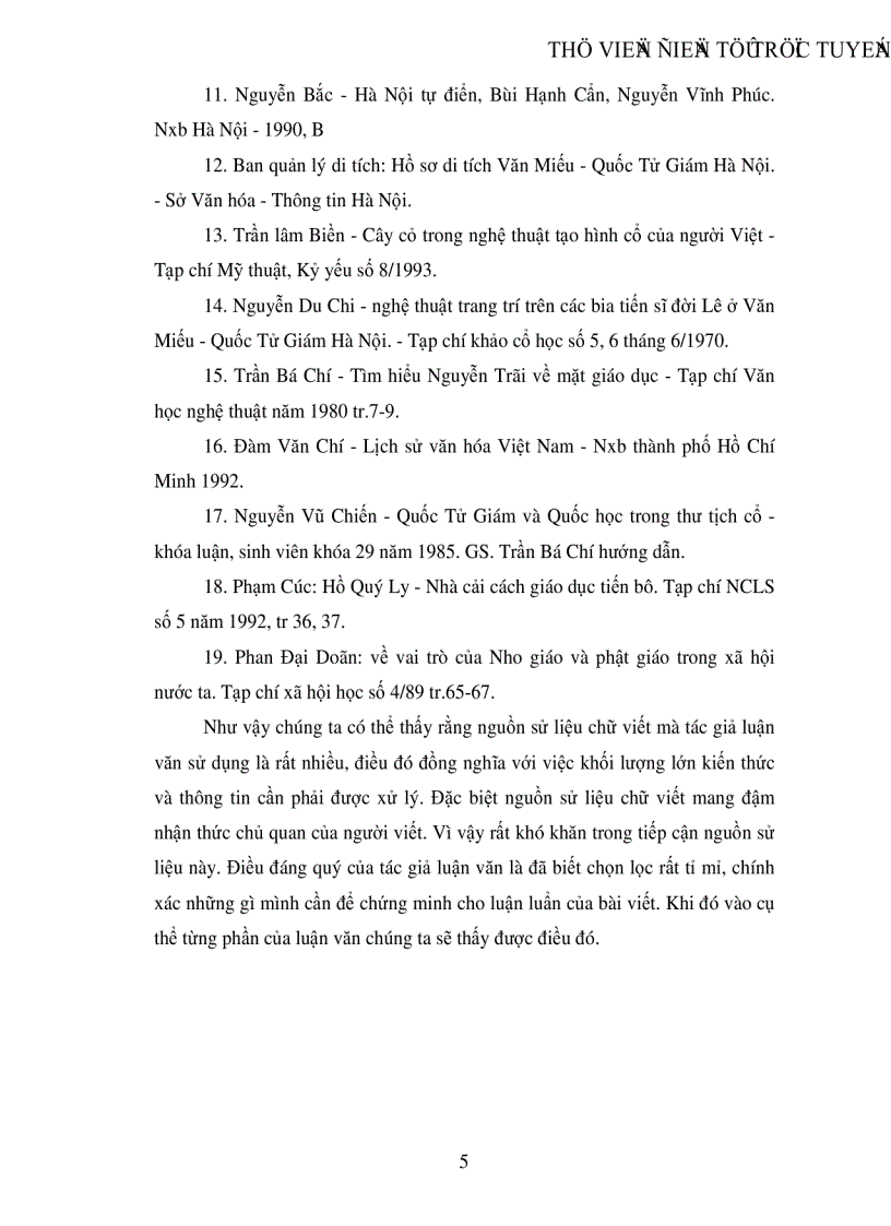 image for page Đánh giá nguồn sử liệu trong luận văn Văn Miếu Quốc Tử Giám với chế độ học hành thi cử thời Lê 1428 1788