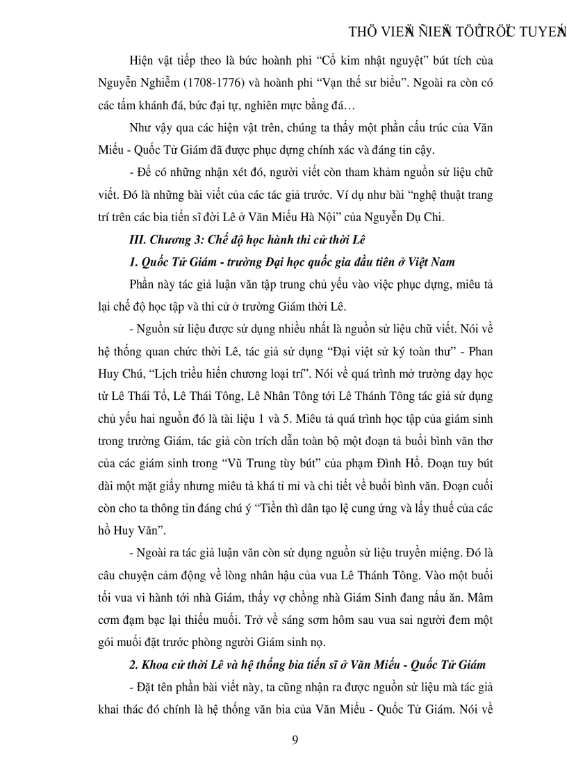 image for page Đánh giá nguồn sử liệu trong luận văn Văn Miếu Quốc Tử Giám với chế độ học hành thi cử thời Lê 1428 1788